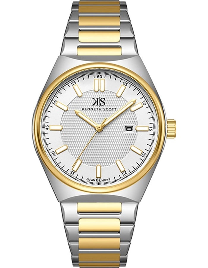 Kenneth Scott Men's Analog White Dial Watch - K24016-TBTW