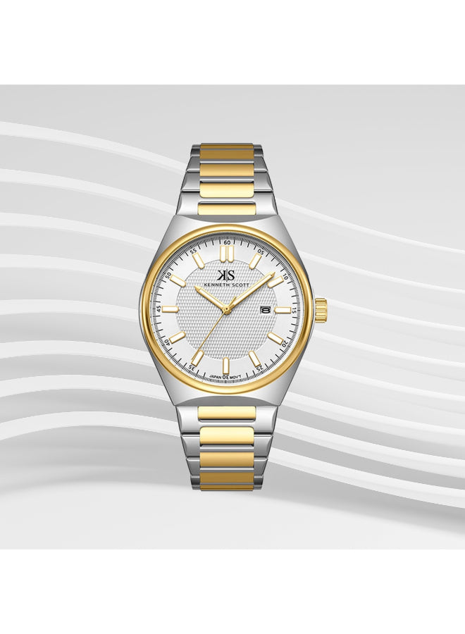 Kenneth Scott Men's Analog White Dial Watch - K24016-TBTW