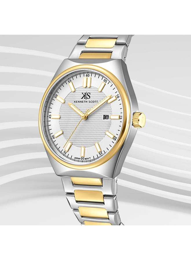 Kenneth Scott Men's Analog White Dial Watch - K24016-TBTW