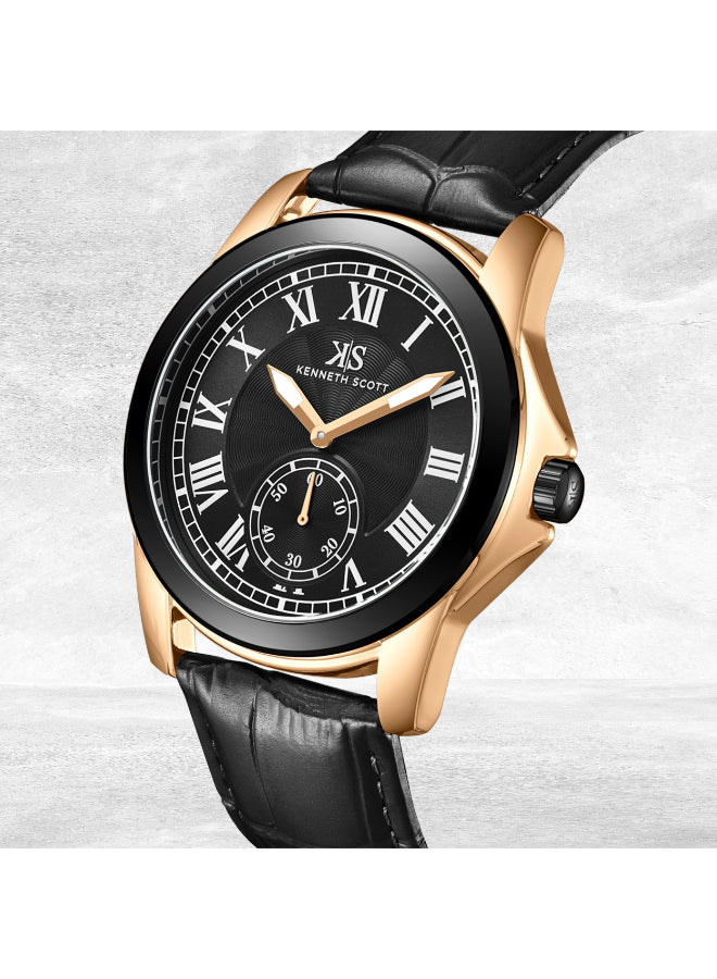 Kenneth Scott Men's Analog Black Dial Watch - K24018-KLBB