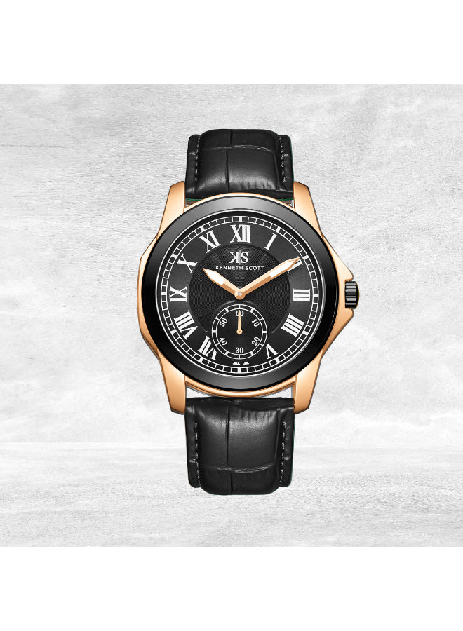 Kenneth Scott Men's Analog Black Dial Watch - K24018-KLBB