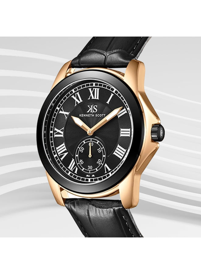 Kenneth Scott Men's Analog Black Dial Watch - K24018-KLBB