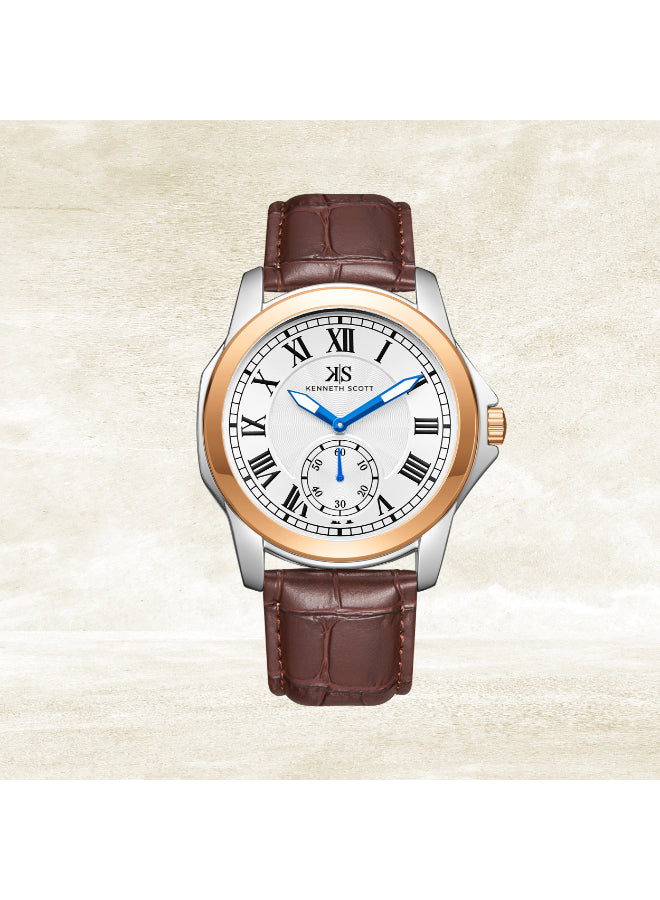 Kenneth Scott Men's Analog White Dial Watch - K24018-KLDW