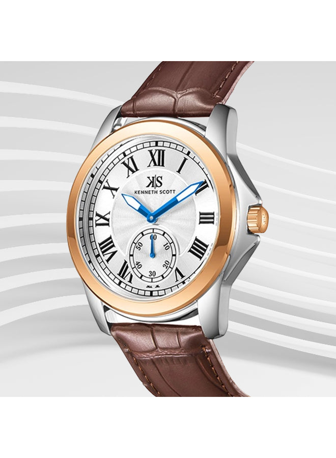Kenneth Scott Men's Analog White Dial Watch - K24018-KLDW