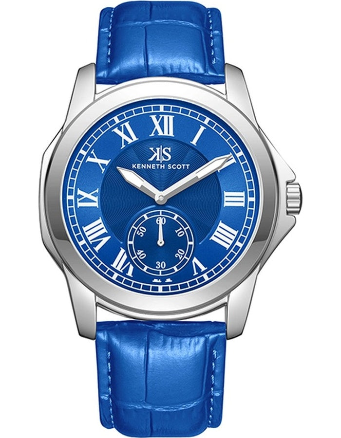 Kenneth Scott Men's Analog Blue Dial Watch - K24018-SLNN
