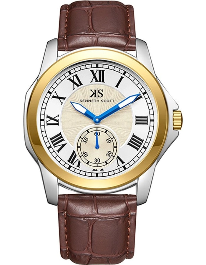 Kenneth Scott Men's Analog Champagne Dial Watch - K24018-TLDC