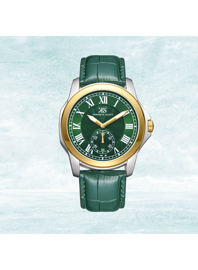 Kenneth Scott Men's Analog Green Dial Watch - K24018-TLHH