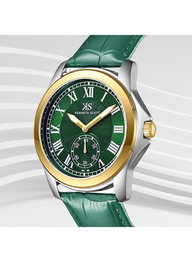 Kenneth Scott Men's Analog Green Dial Watch - K24018-TLHH