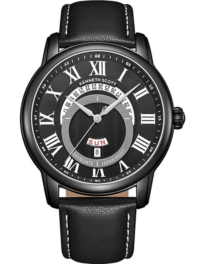 Kenneth Scott Men's Analog Black Dial Watch - K24020-BLBB