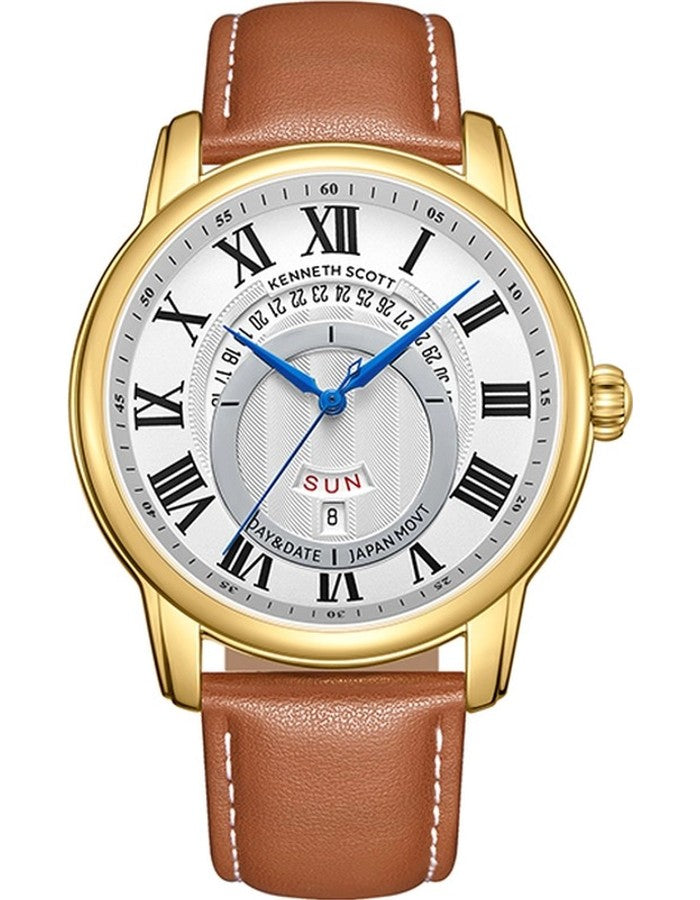 Kenneth Scott Men's Analog White Dial Watch - K24020-GLEW