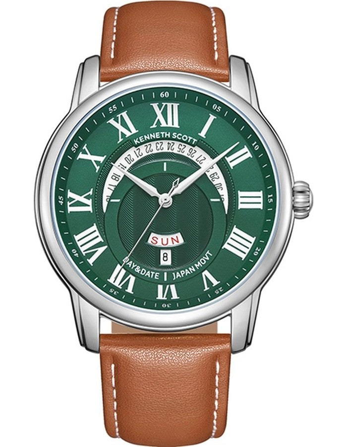 Kenneth Scott Men's Analog Green Dial Watch - K24020-SLEH
