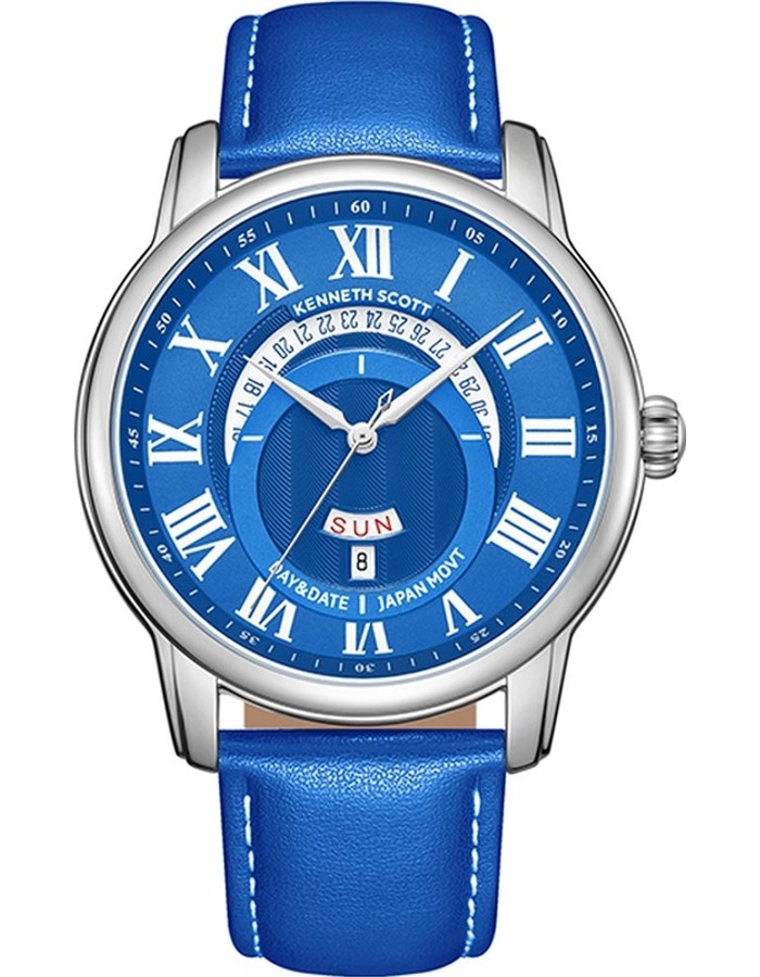 Kenneth Scott Men's Analog Blue Dial Watch - K24020-SLNN