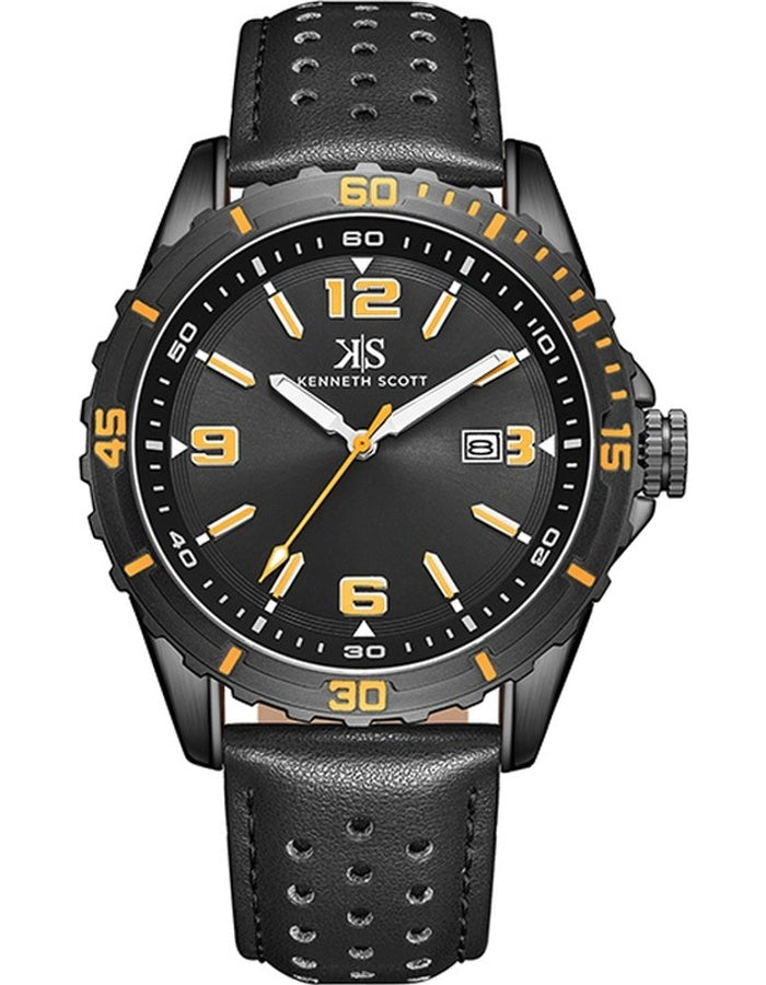 Kenneth Scott Men's Analog Black Dial Watch - K24022-BLBBO