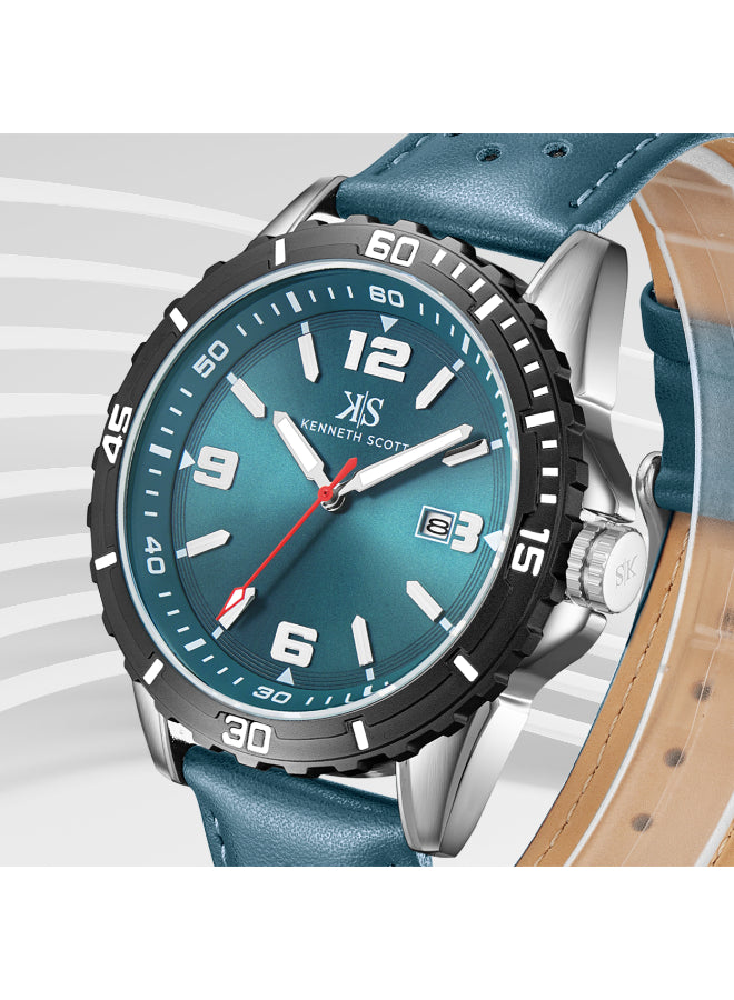 Kenneth Scott Men's Analog Green Dial Watch - K24022-QLGG