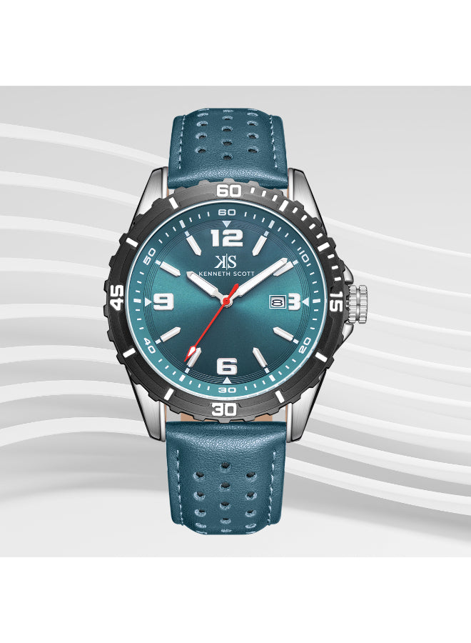 Kenneth Scott Men's Analog Green Dial Watch - K24022-QLGG