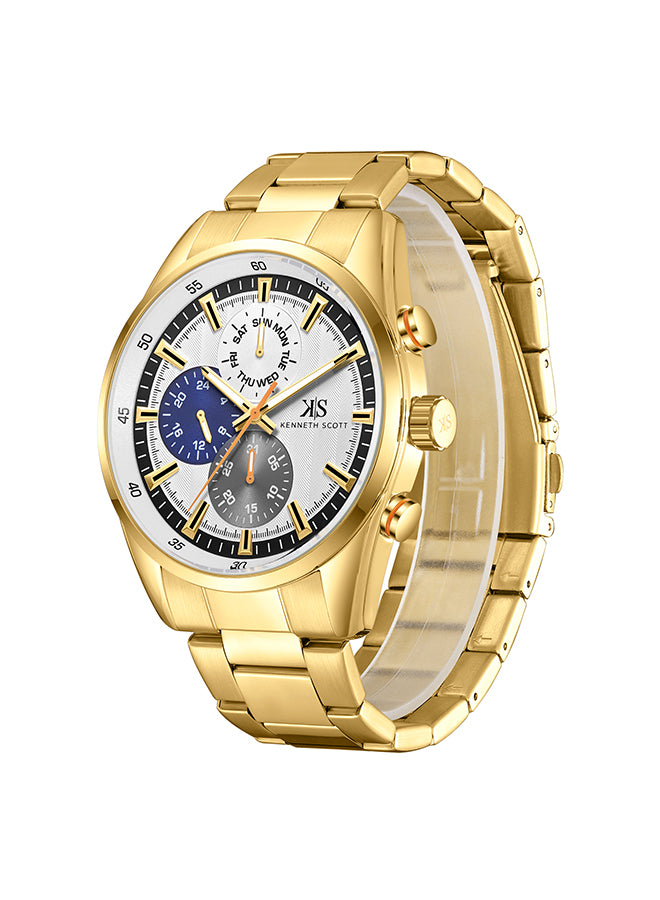 Kenneth Scott Men's Multi Function White Dial Watch - K24117-GBGW