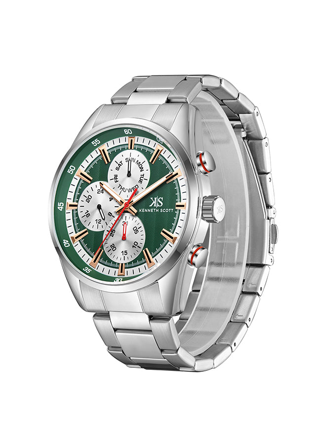 Kenneth Scott Men's Multi Function Green Dial Watch - K24117-SBSH
