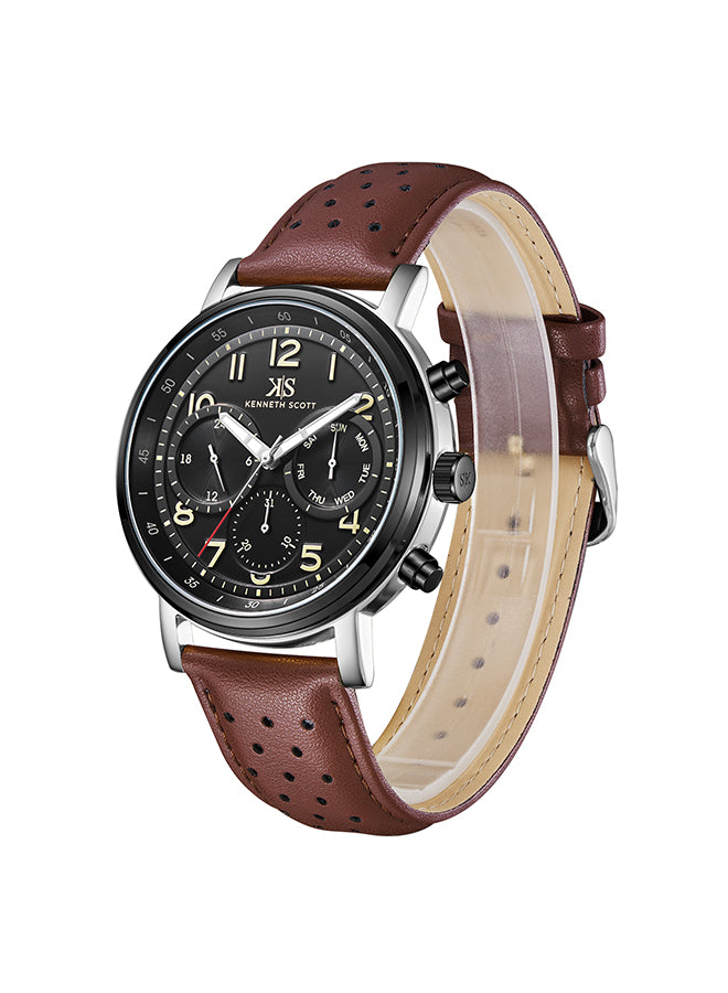 Kenneth Scott Men's Analog Black Dial Watch - K24119-QLDB