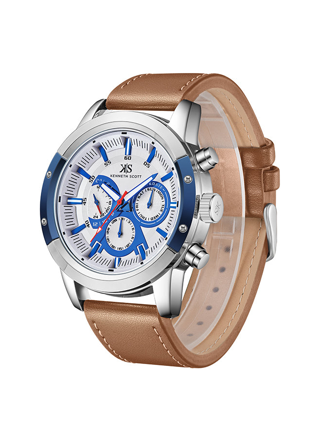 Kenneth Scott Men's Analog White Dial Watch - K24121-SLFWN