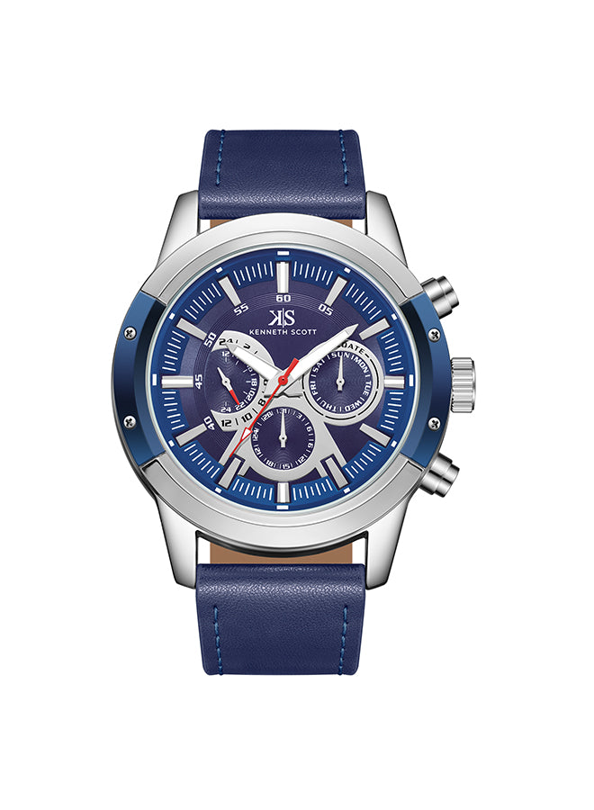 Kenneth Scott Men's Analog Blue Dial Watch - K24121-SLNN