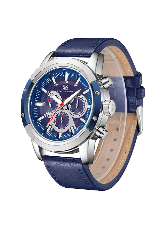 Kenneth Scott Men's Analog Blue Dial Watch - K24121-SLNN