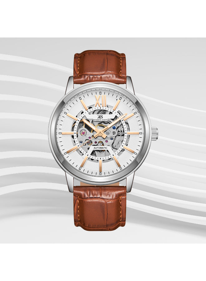 Kenneth Scott Men's Automatic  White Dial Watch - K24323-SLDWK