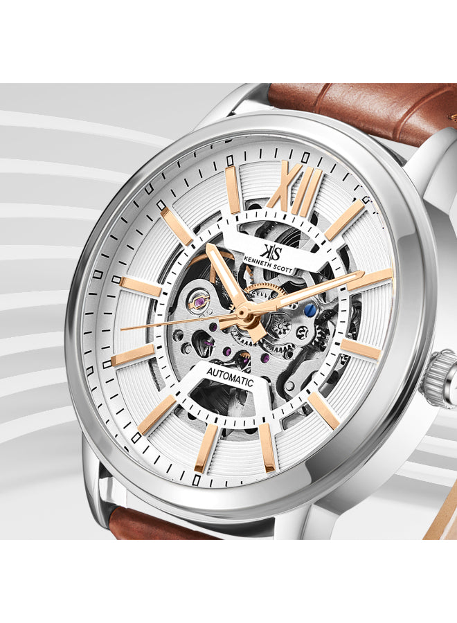 Kenneth Scott Men's Automatic  White Dial Watch - K24323-SLDWK