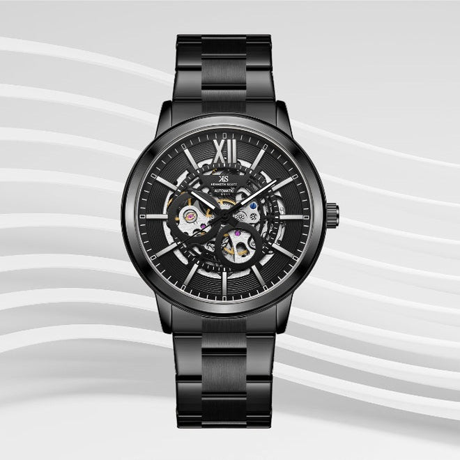 Kenneth Scott Men's Automatic  Black Dial Watch - K24324-BBBB