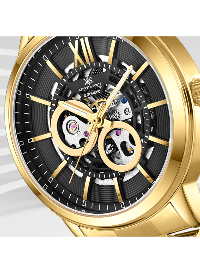 Kenneth Scott Men's Automatic  Black Dial Watch - K24324-GBGB