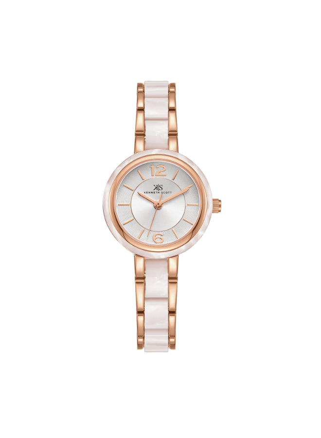 Kenneth Scott Women's Analog White Dial Watch - K24501-RCWW