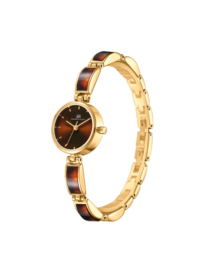 Kenneth Scott Women's Analog Brown Dial Watch - K24502-GCDD