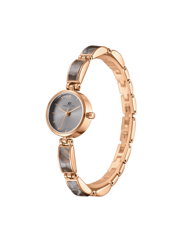 ساعة كينيث سكوت النسائية التناظرية ذات المينا الرمادية - K24502-RCXX