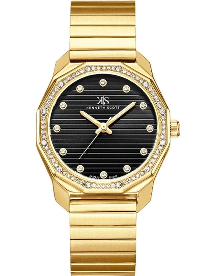 Kenneth Scott Women's Analog Black Dial Watch - K24505-GBGB