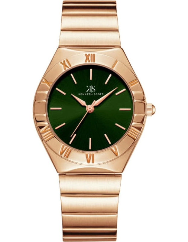 Kenneth Scott Women's Analog Green Dial Watch - K24506-RBKH