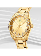 ساعة كينيث سكوت النسائية التناظرية ذات المينا الذهبية - K24509-GBGC