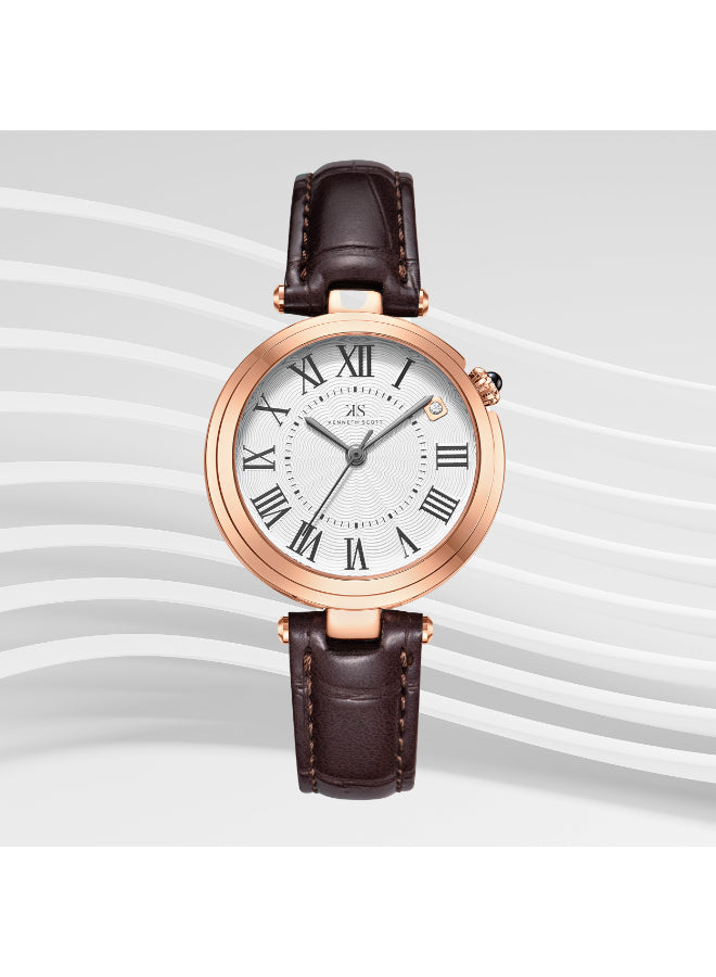 Kenneth Scott Women's Analog White Dial Watch - K24510-RLDW