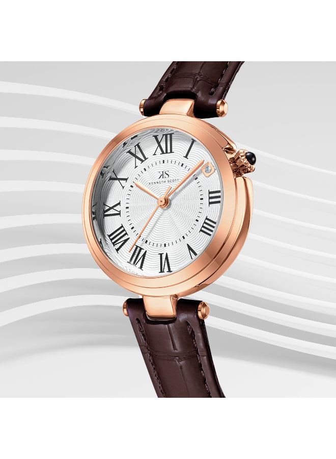 Kenneth Scott Women's Analog White Dial Watch - K24510-RLDW