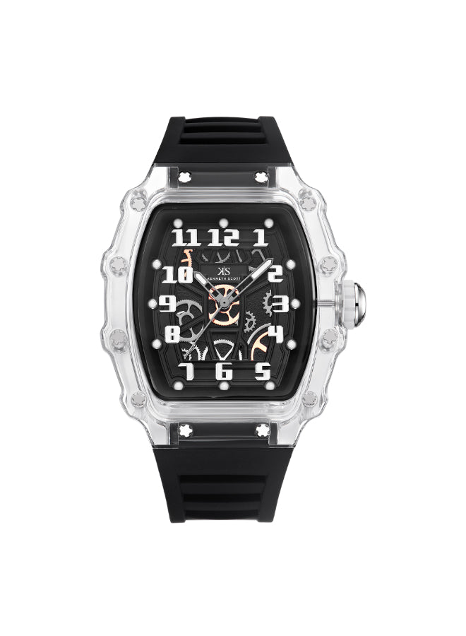 Kenneth Scott Men's Analog Black Dial Watch - K25009-SSBX