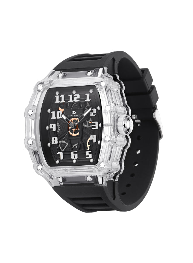 Kenneth Scott Men's Analog Black Dial Watch - K25009-SSBX