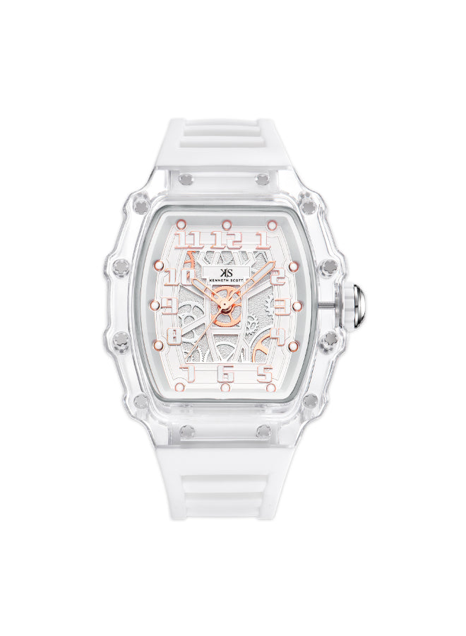 Kenneth Scott Men's Analog White Dial Watch - K25009-SSWW