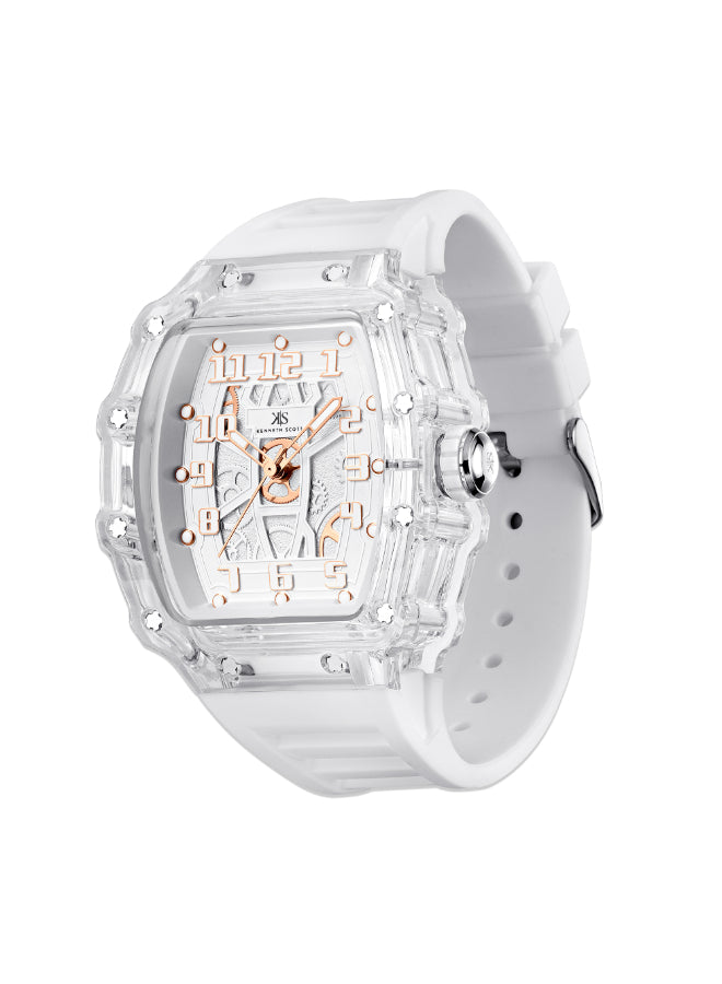 Kenneth Scott Men's Analog White Dial Watch - K25009-SSWW