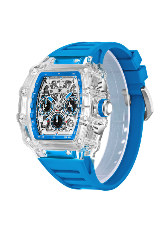 ساعة كينيث سكوت الرجالية متعددة الوظائف ذات المينا الشفافة - K25103-ZSLI