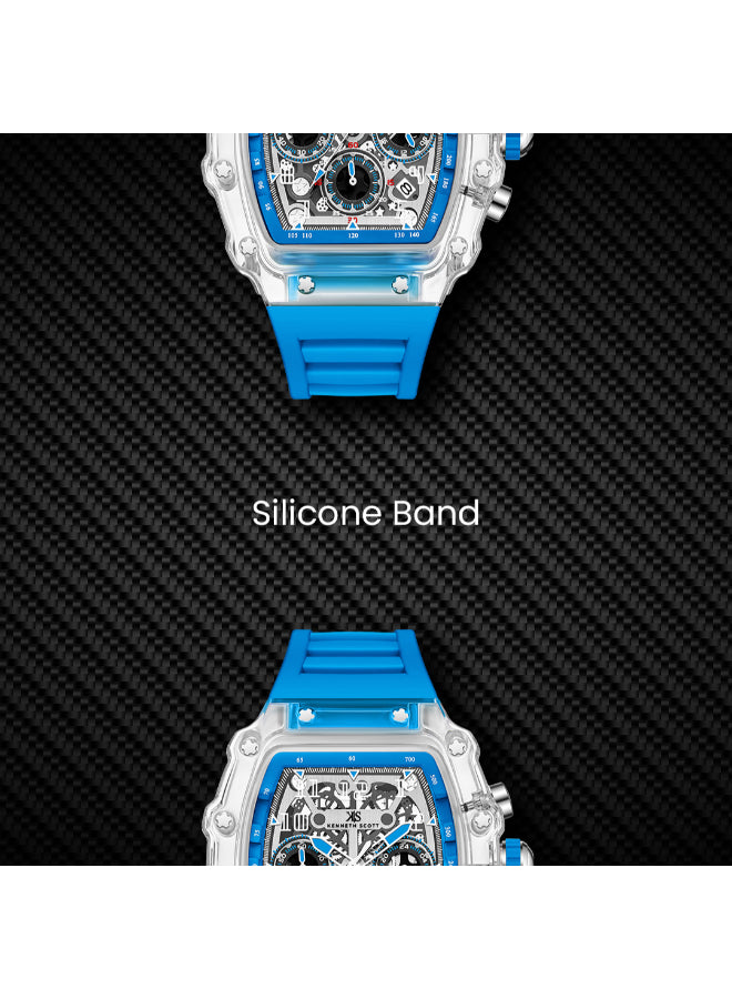 ساعة كينيث سكوت الرجالية متعددة الوظائف ذات المينا الشفافة - K25103-ZSLI