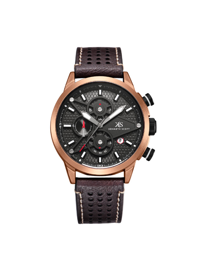 ساعة كينيث سكوت الرجالية كرونوغراف بمينا أسود - K25108-DLDB