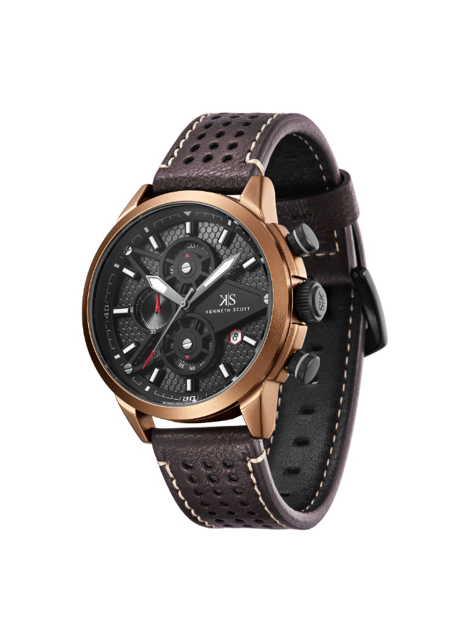 ساعة كينيث سكوت الرجالية كرونوغراف بمينا أسود - K25108-DLDB