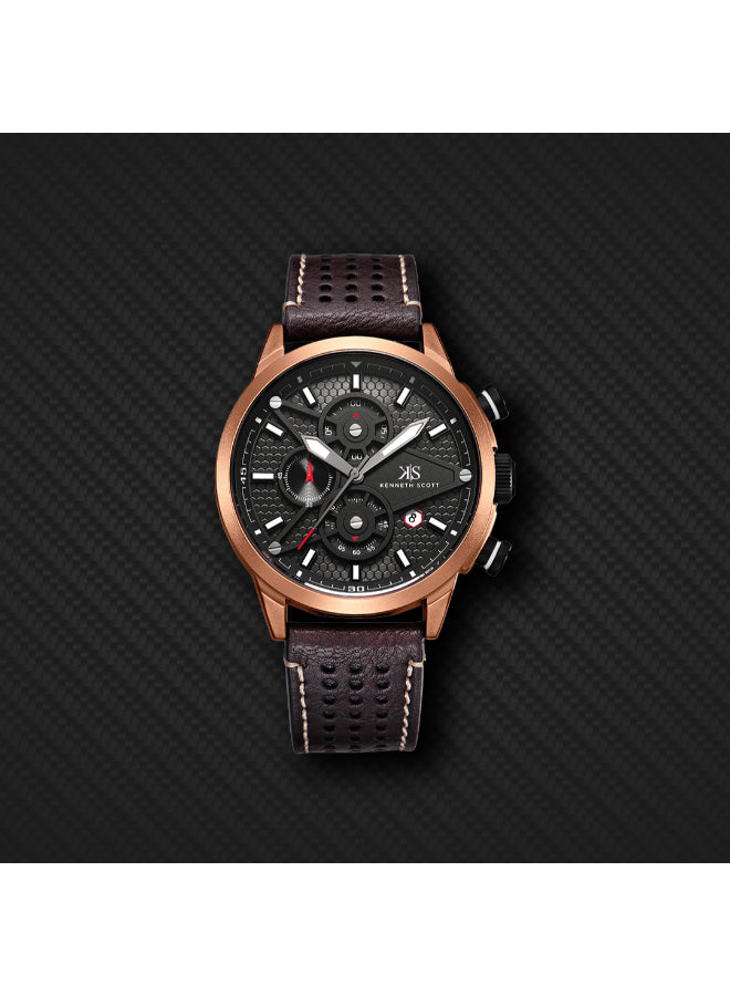 ساعة كينيث سكوت الرجالية كرونوغراف بمينا أسود - K25108-DLDB
