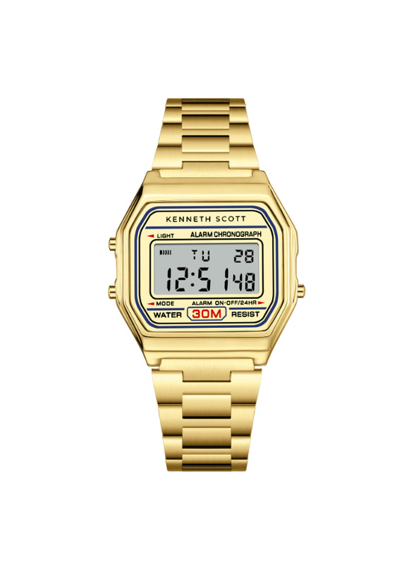 ساعة كينيث سكوت الرجالية الرقمية ذات المينا بلون الشمبانيا - K25206-GBGC
