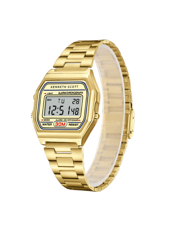 ساعة كينيث سكوت الرجالية الرقمية ذات المينا بلون الشمبانيا - K25206-GBGC