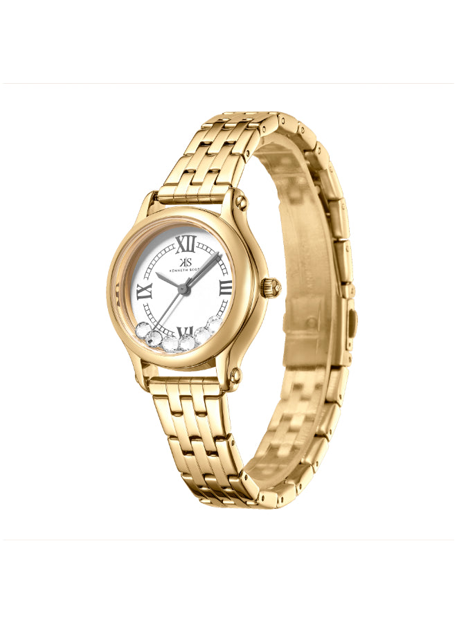 Kenneth Scott Women's Analog White Dial Watch - K25510-GBGW