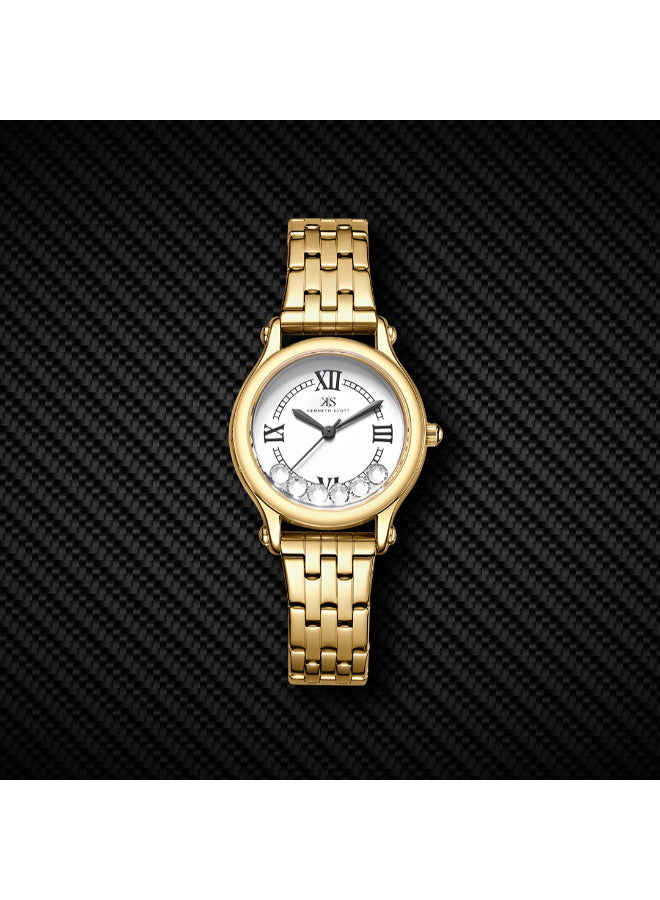 Kenneth Scott Women's Analog White Dial Watch - K25510-GBGW